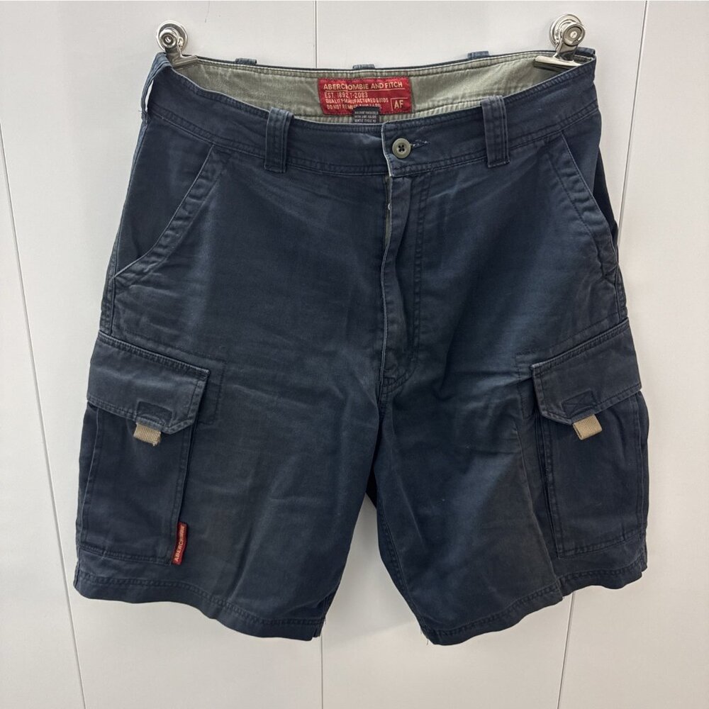 Vintage Abercrombie & Fitch Men Black Cargo Shorts Medium 90s Retro Cotton 32x10